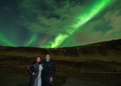 Guests enjoying the Northern Lights in Iceland